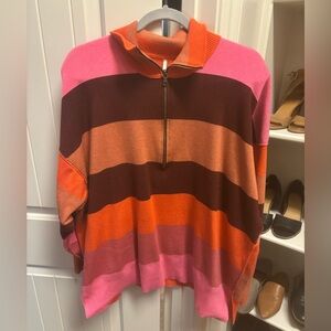 Free People quarter zip striped sweater